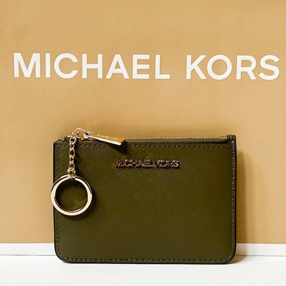 Michael Kors Handbags - Michael Kors Jet Set Travel Small Top Zip Coin Pouch ID Key Holder Wallet Olive